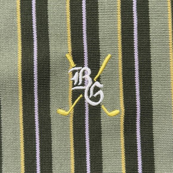 Barstool Golf Sweater Cardigan L Olive Green Stripe Button Up Long Sleeve Logo - Picture 6 of 9